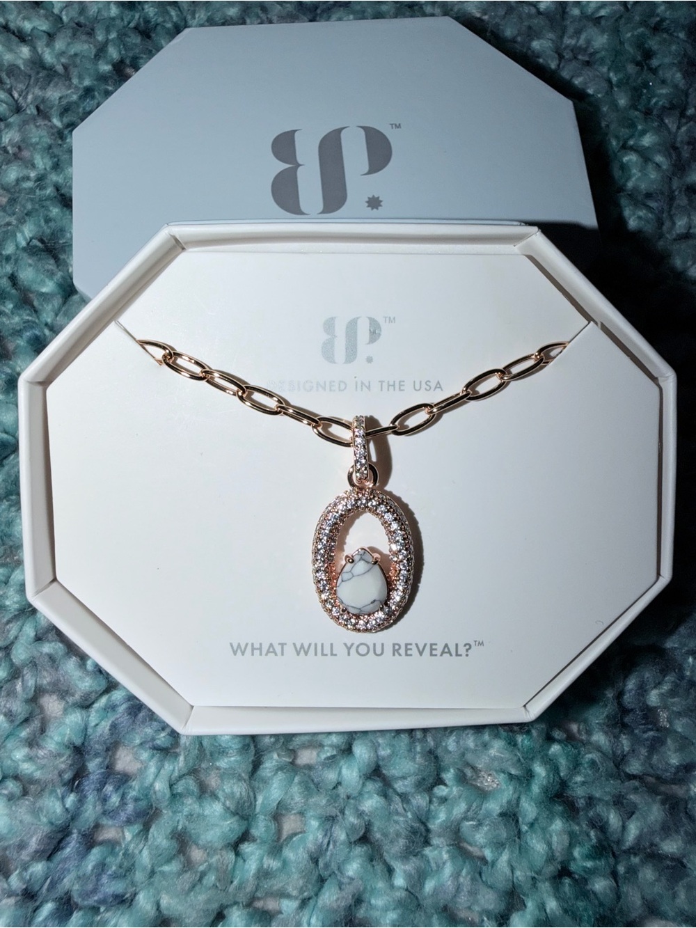 Bomb Party Undeniably You Howlite Magnesite and Rose Gold Plated Necklace